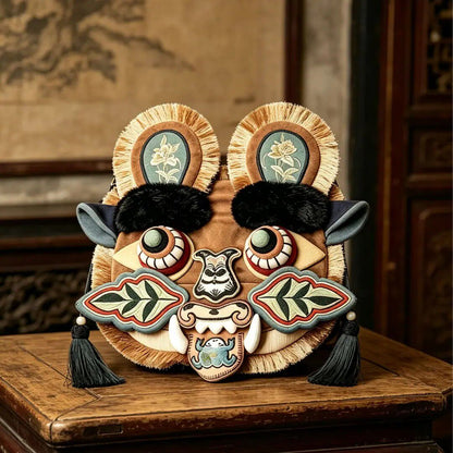 Chinese folk art intangible cultural heritage tiger head crossbody bag