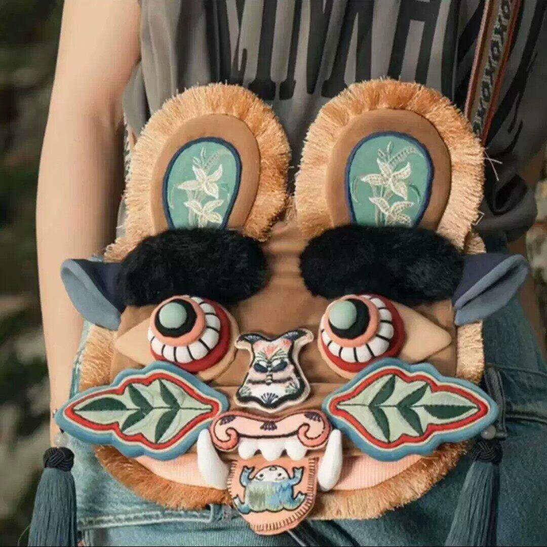 Chinese folk art intangible cultural heritage tiger head crossbody bag